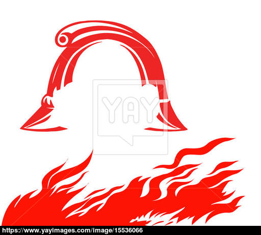 512x462 Fire And Fireman Helmet On White Background, Vector Illustration