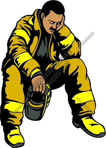 361x500 Tired Fireman Looking Down Clipart And Vectorart Occupations