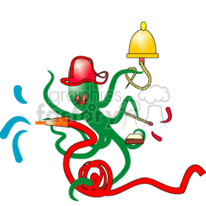 300x300 Royalty Free Octopus Fireman 133682 Vector Clip Art Image