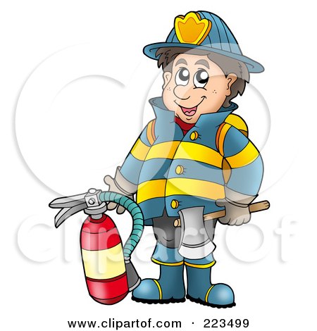 450x470 Clipart Of Cartoon Blacknd White White Male Fireman Driving
