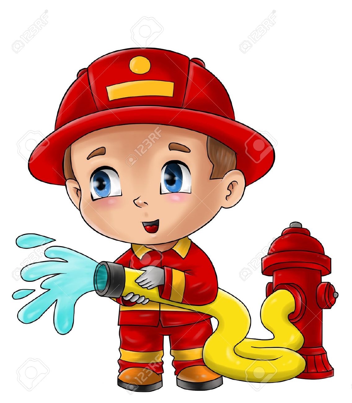 1136x1300 Cute Cartoon Illustration Of A Fireman Stock Photo, Picture