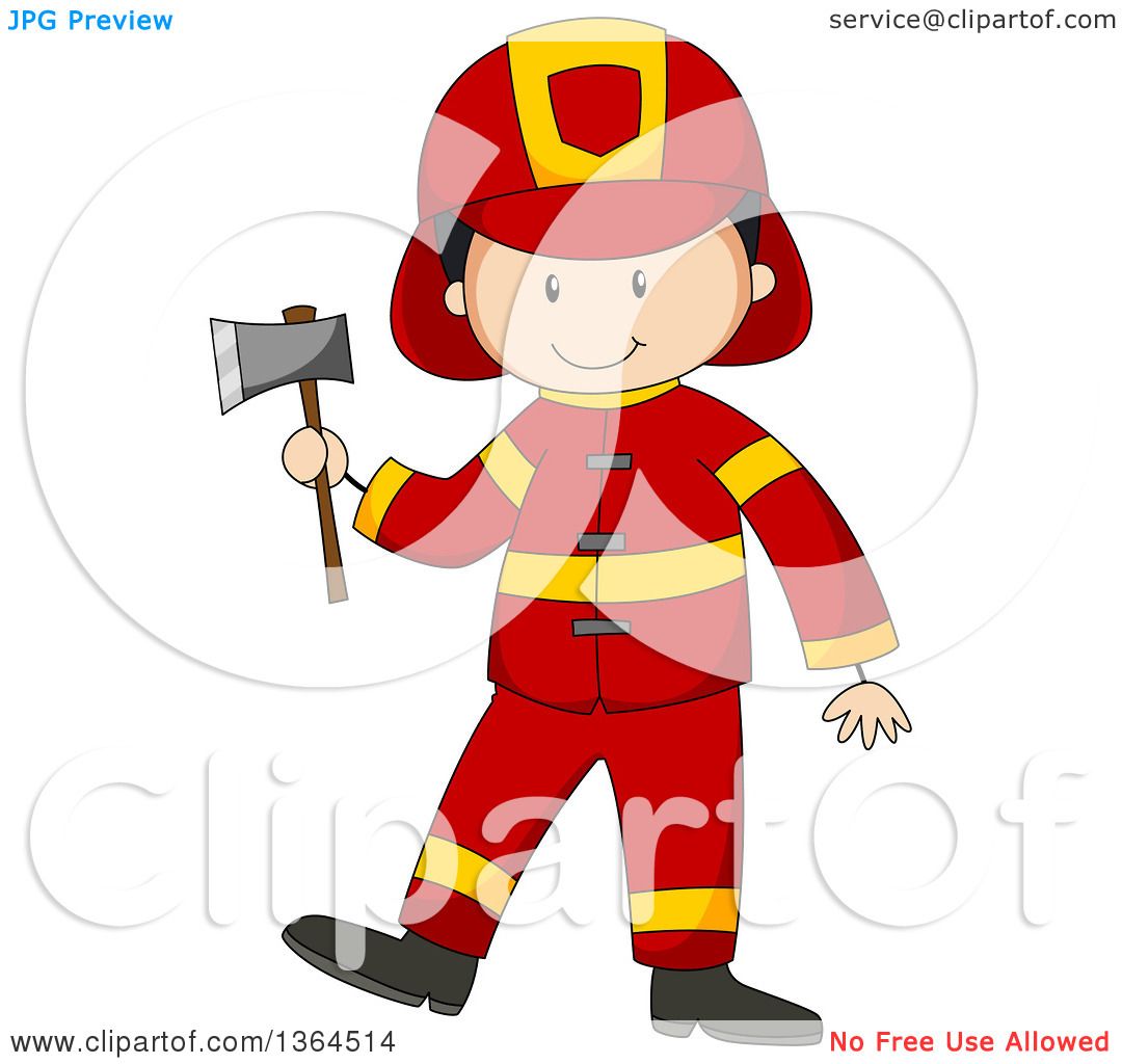 1080x1024 Clipart Of A Cartoon Happy Asian Fireman Holding An Axe