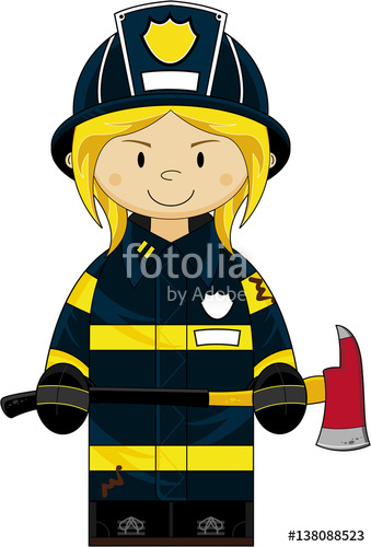 339x500 Cute Cartoon Female Firefighter