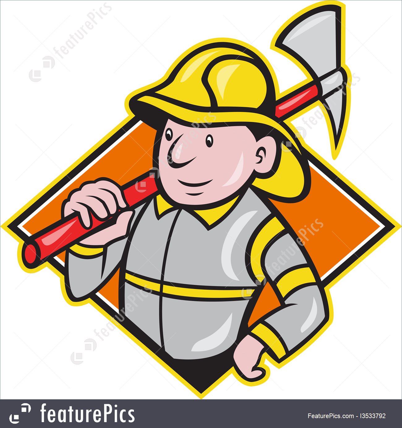 1300x1383 Fireman Firefighter Emergency Worker Illustration