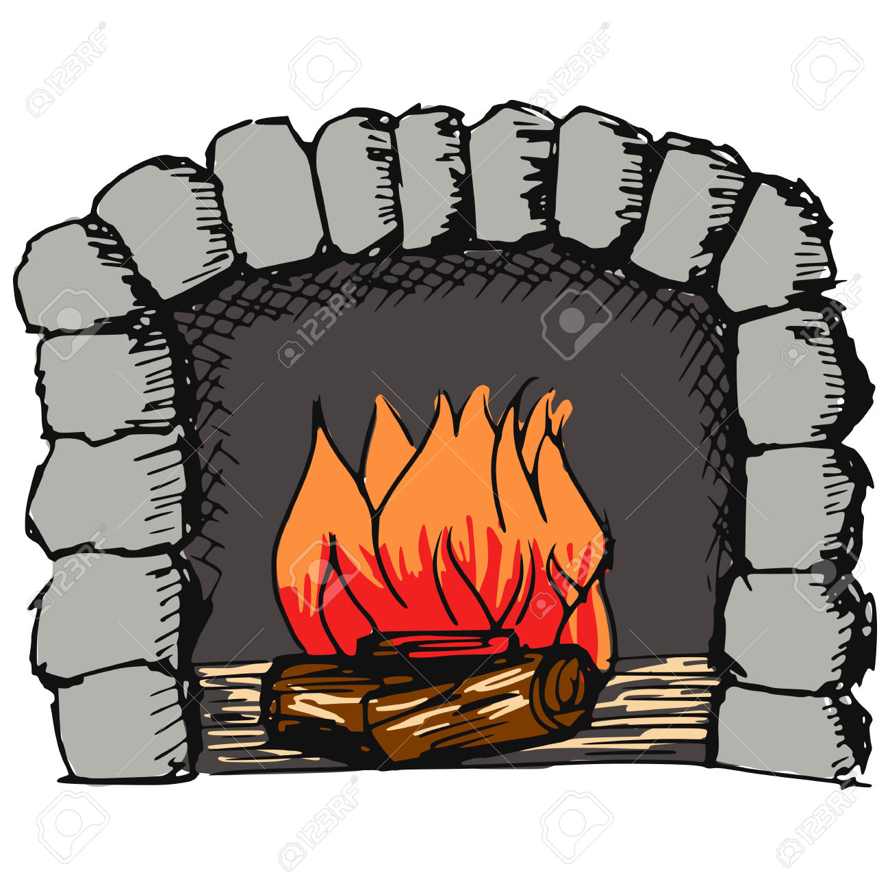 1300x1300 Fireplace Clipart Drawn