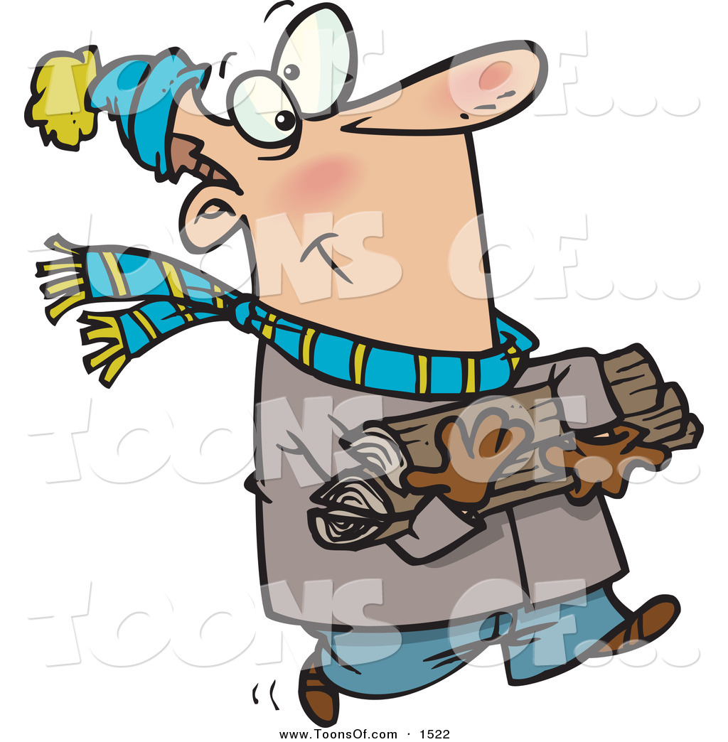 1024x1044 Cartoon Of A Cheerful Caucasian Man In Winter Clothing Carrying
