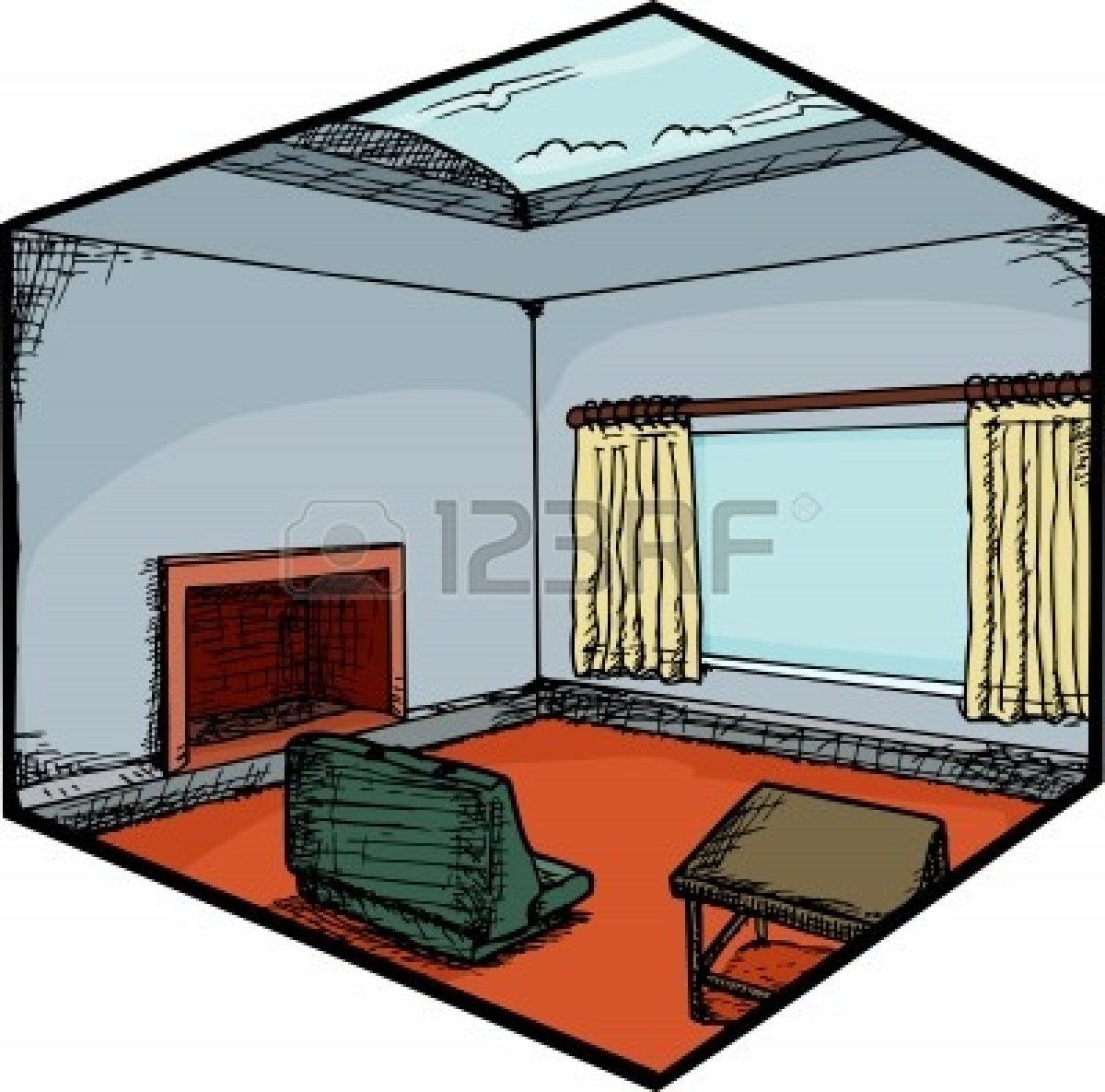 1200x1185 Fireplace Clipart In House
