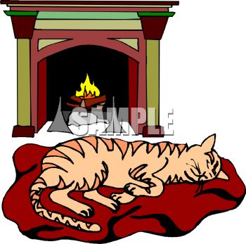 350x347 Pictur Eof A Cat Laying On A Cat Bed In Front Of A Burning