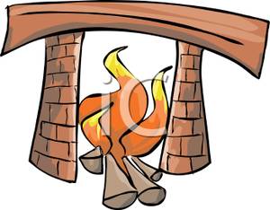 300x234 Burning Logs In A Fireplace Clip Art Image