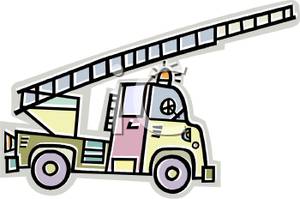 300x199 Art Image The Ladder Extended On A Fire Truck