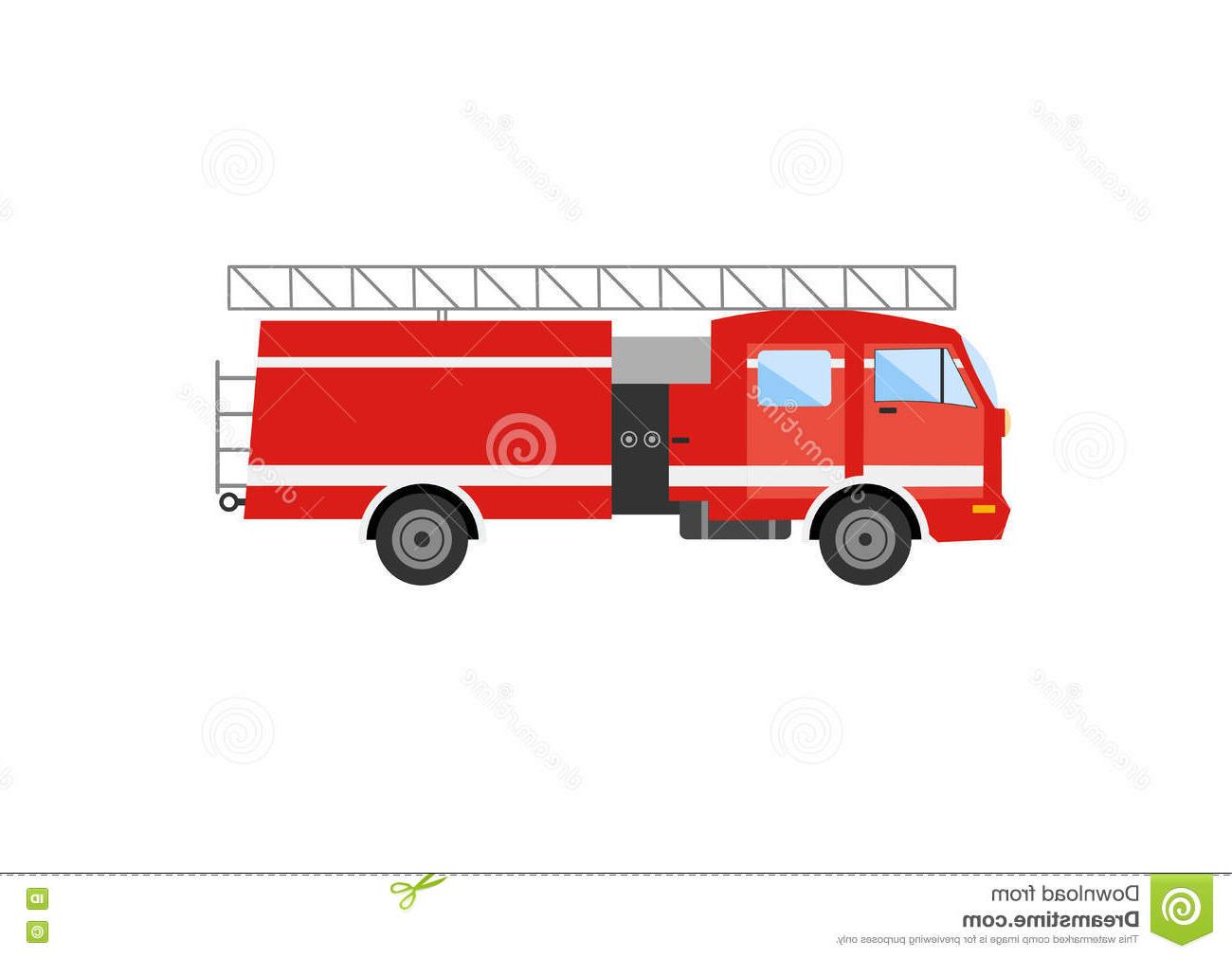 1300x1011 Unique Side View Red Fire Truck Vector Illustration Engine File Free
