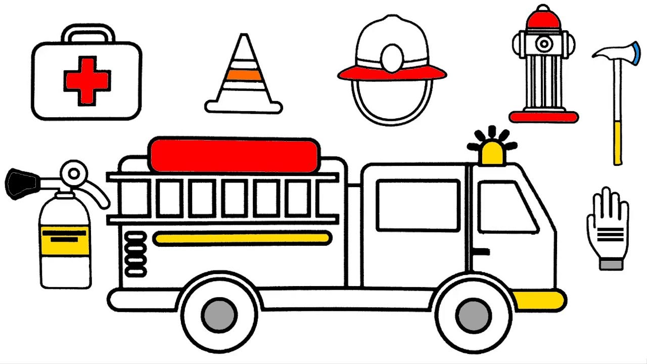 1280x720 How To Draw Fire Truck Firefighter Coloring Pages, Drawing
