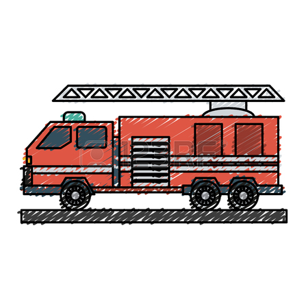 450x450 Colorful Firetruck Doodle Over White Background Vector