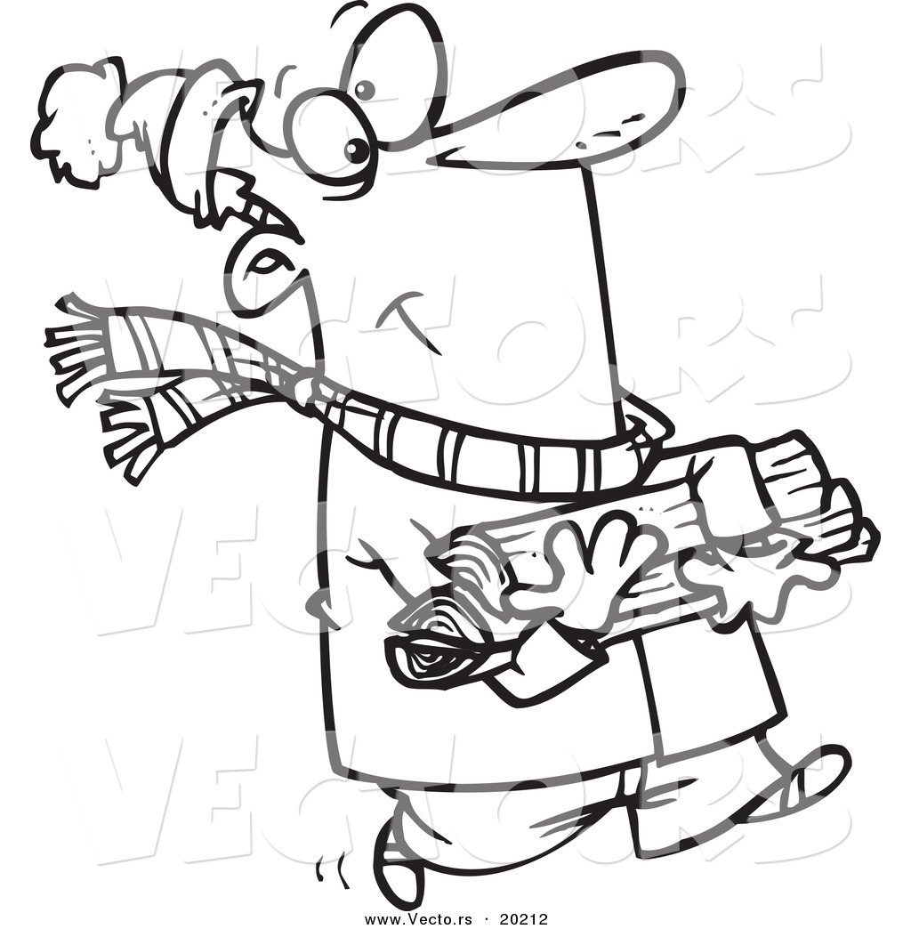 1024x1044 Vector Of A Cartoon Winter Man Carrying Firewood