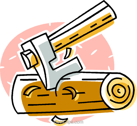 480x442 Axe With Firewood Royalty Free Vector Clip Art Illustration
