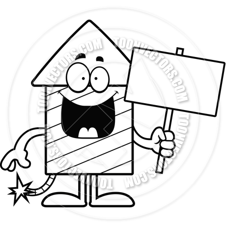 460x460 Cartoon Firework Sign (Black And White Line Art) By Cory Thoman