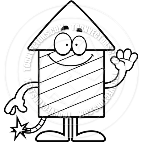 460x460 Cartoon Firework Waving (Black And White Line Art) By Cory Thoman