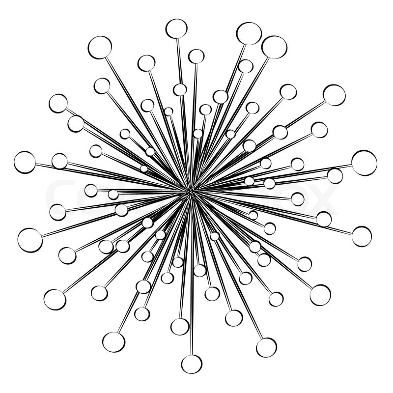 800x800 Black Outline Vector Fireworks On White Background. Stock Vector