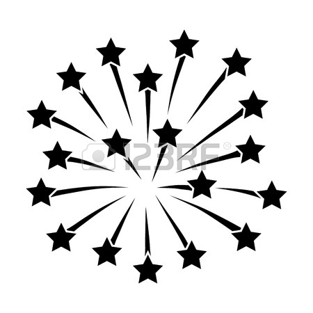 450x450 New Years Or Independence Day Fireworks With Stars Flat Icon