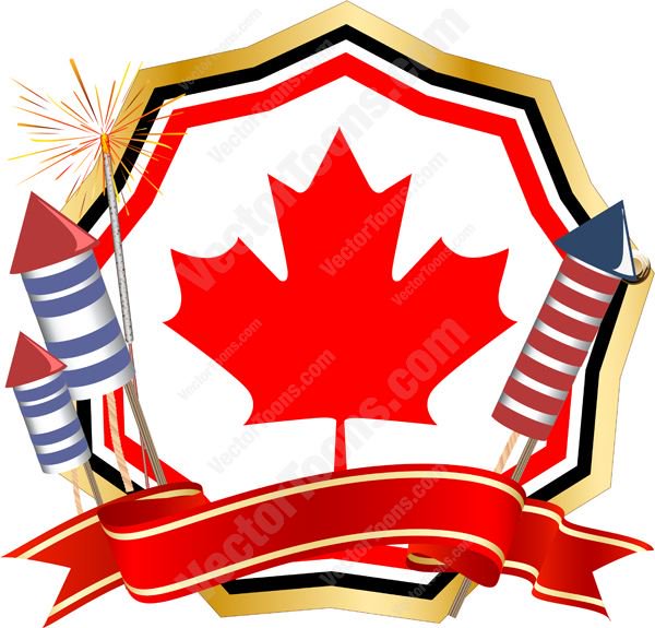 600x575 Red Maple Leaf In Center Of Badge With Red, Black, Gold Border