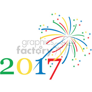 300x300 Royalty Free 2017 Typography Fireworks Celebration Vector Art