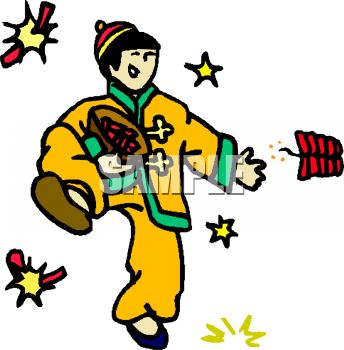 344x350 Chinese Boy Celebrating Chinese New Year With Fireworks