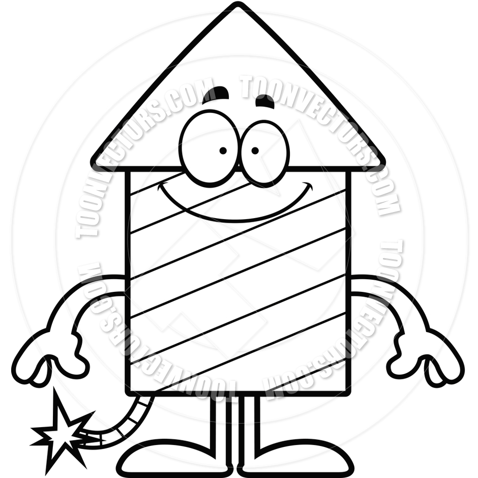 940x940 Cartoon Firework Happy (Black And White Line Art) By Cory Thoman