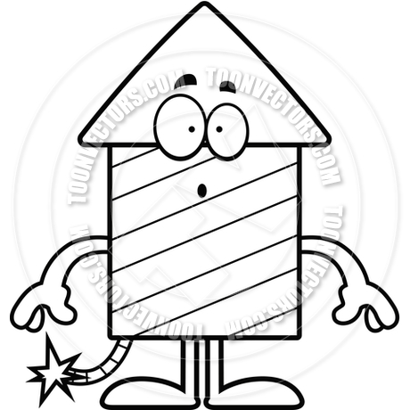 460x460 Cartoon Firework Surprised (Black And White Line Art) By Cory