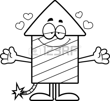 450x410 A Cartoon Illustration Of A Firework Rocket Ready To Give A Hug