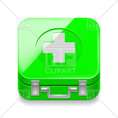 400x400 Shiny Green First Aid Kit Icon Royalty Free Vector Clip Art Image