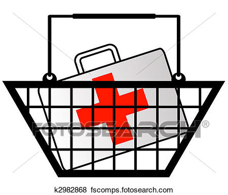 450x386 Stock Illustration Of Shopping Basket With First Aid Kit