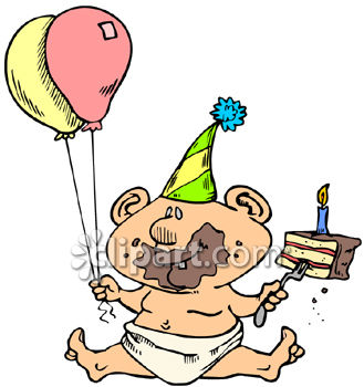 329x350 Baby On His First Birthday With Cake All Over His Face