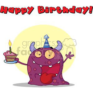 300x300 Royalty Free A Purple Monster On His First Birthday With Text