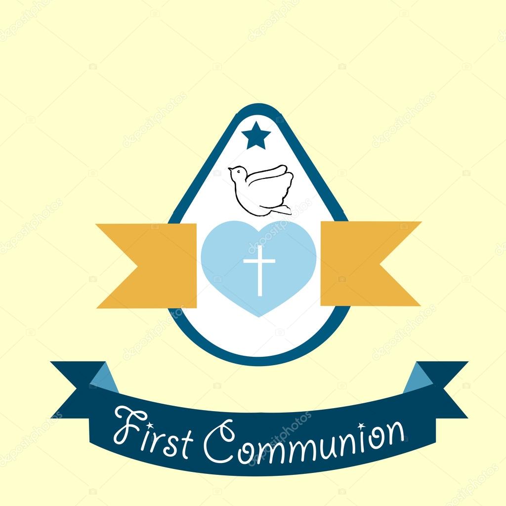 1024x1024 First Communion Illustration Over Color Background Stock Vector