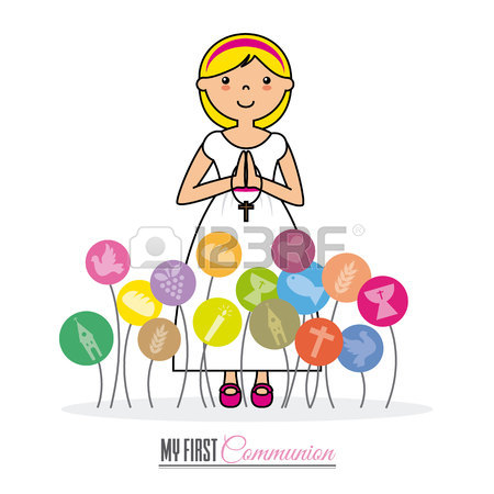 450x450 My First Communion Girl. Space For Text Royalty Free Cliparts
