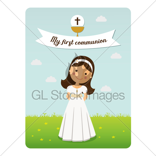 500x500 My First Communion Reminder On Blue Sky Background Gl Stock Images