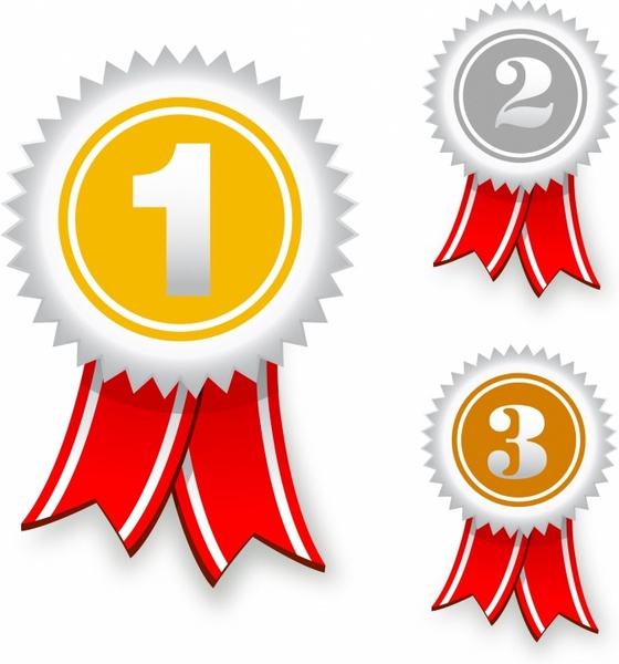 560x600 Gold, Silver And Bronze Award Ribbons Free Vector In Adobe