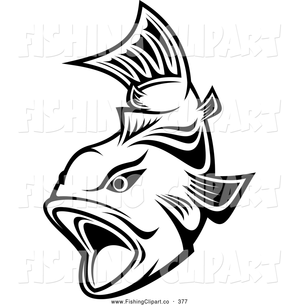 1024x1044 Clip Art Of A Friendly Black And White Trout Swimming With Mouth