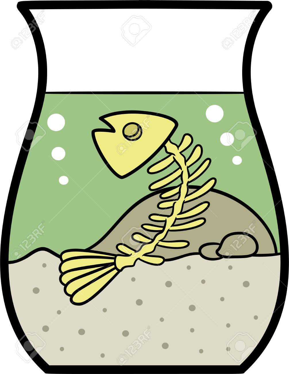 1006x1300 Fish Bone In Fishbowl Cartoon Illustration Isolated On White