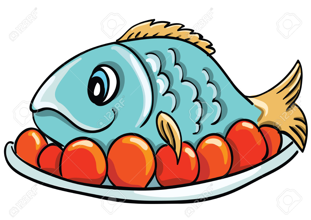 1300x918 Fish On A Plate Clipart