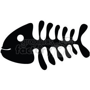 300x300 Royalty Free Black And White Happy Fish Bones 380806 Vector Clip
