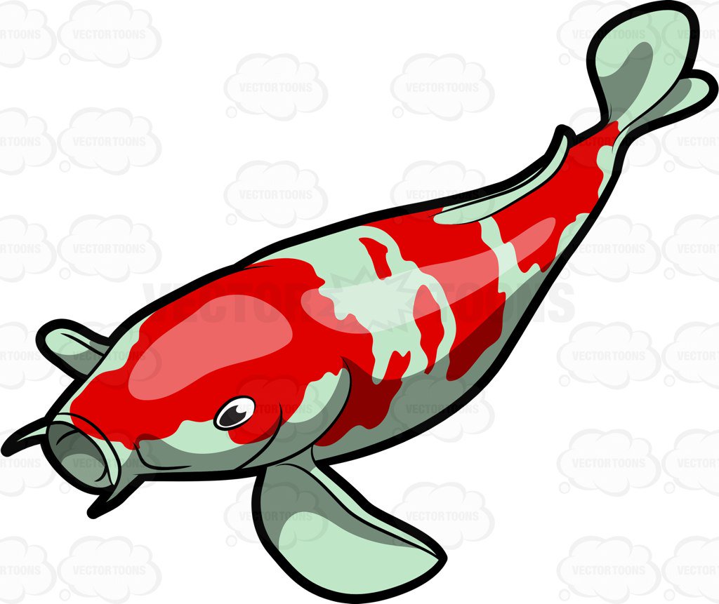 1024x861 A Majestic Koi Fish Cartoon Clipart