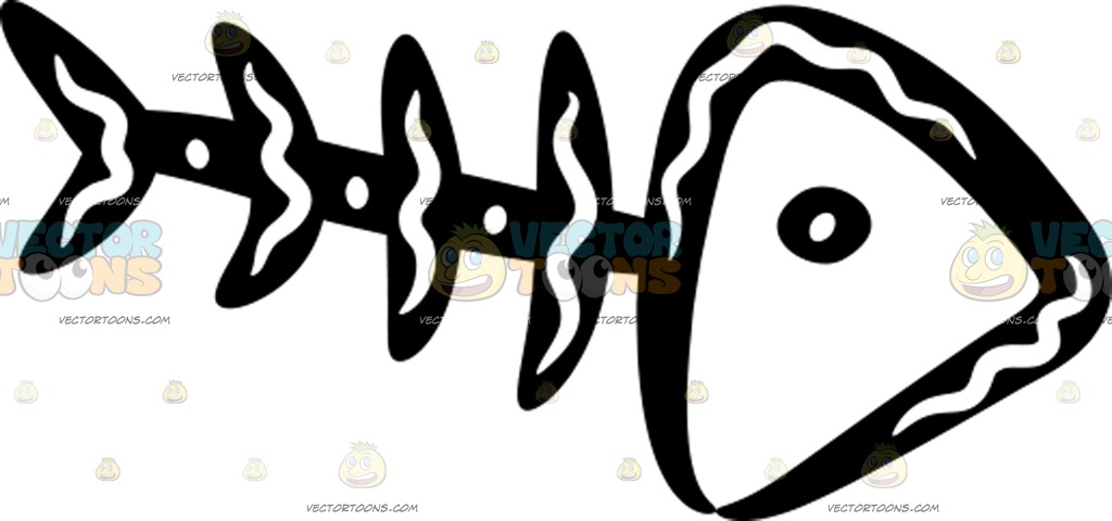 1024x480 A Primitive Fish Bone Art Cartoon Clipart