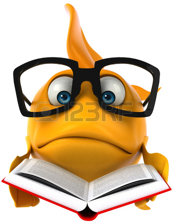 351x450 Cartoon Fish With Glasses In A Fish Bowl Stock Photo, Picture