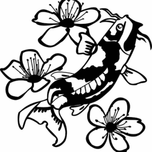 626x626 Koi Clipart Black And White