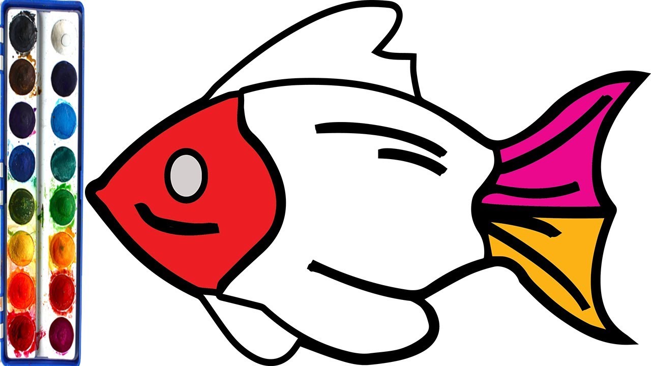 1280x720 How To Draw Fish Coloring Pages For Children, Learn Colors