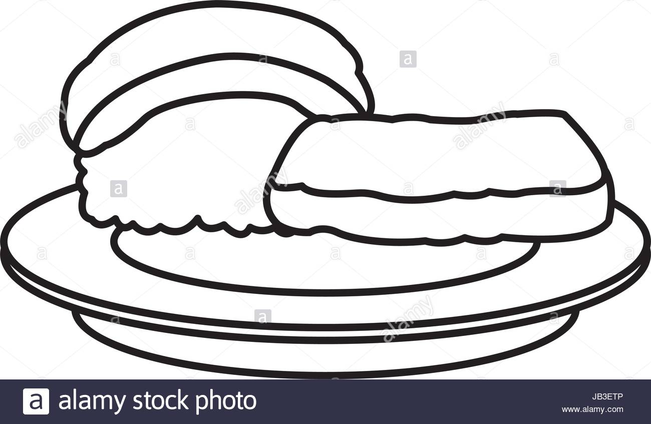 1300x847 Sushi Food Japanese Fish Rice Plate Outline Stock Vector Art