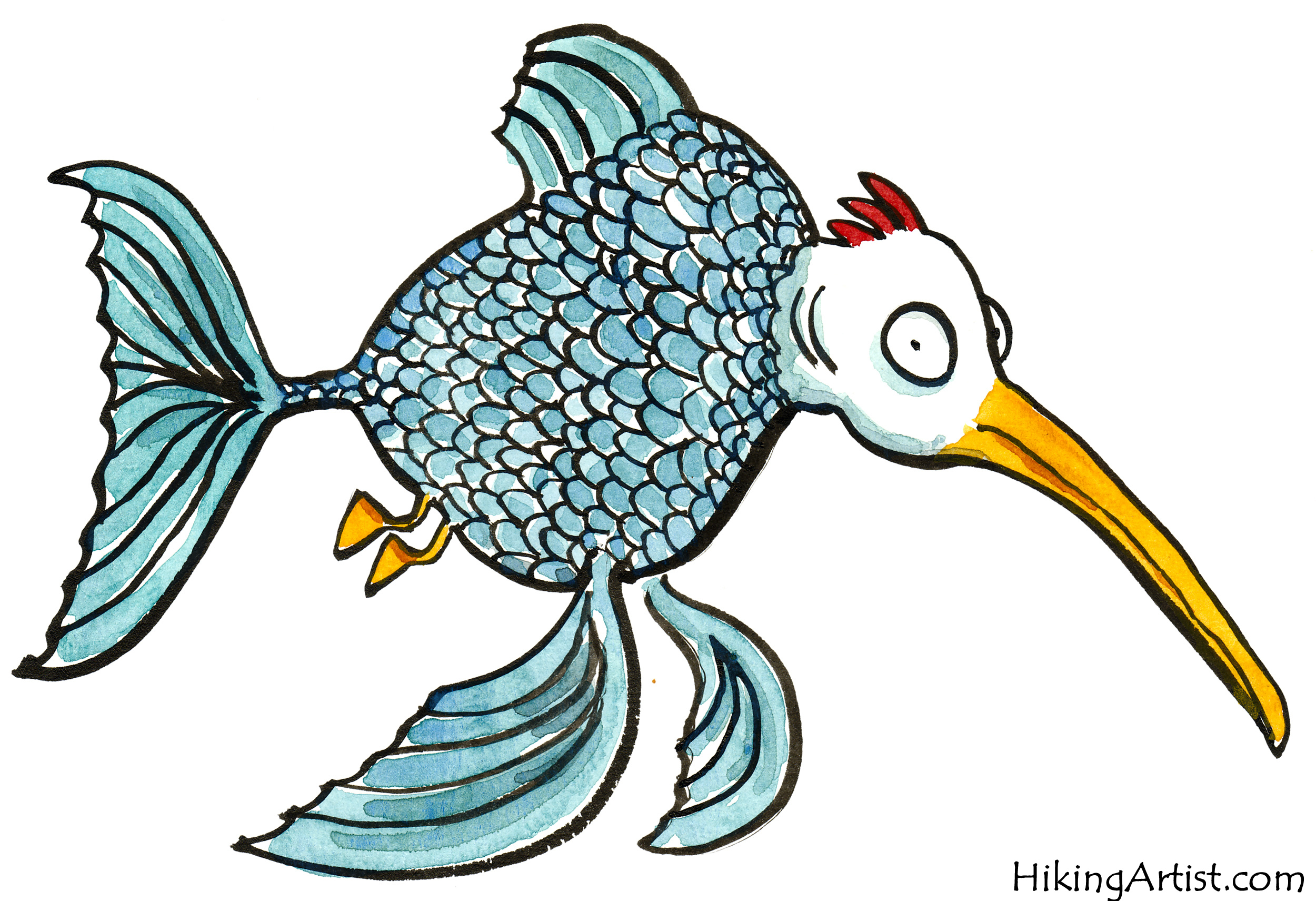 2500x1711 A Few Free Fish Cartoon Drawings The Hiking Artist Project By