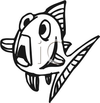 340x350 Royalty Free Clipart Image Black And White Scared Cartoon Fish