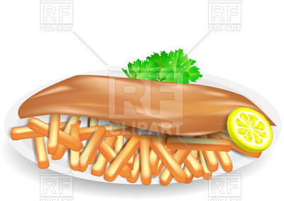 400x283 Fish And Chips On Plate Royalty Free Vector Clip Art Image